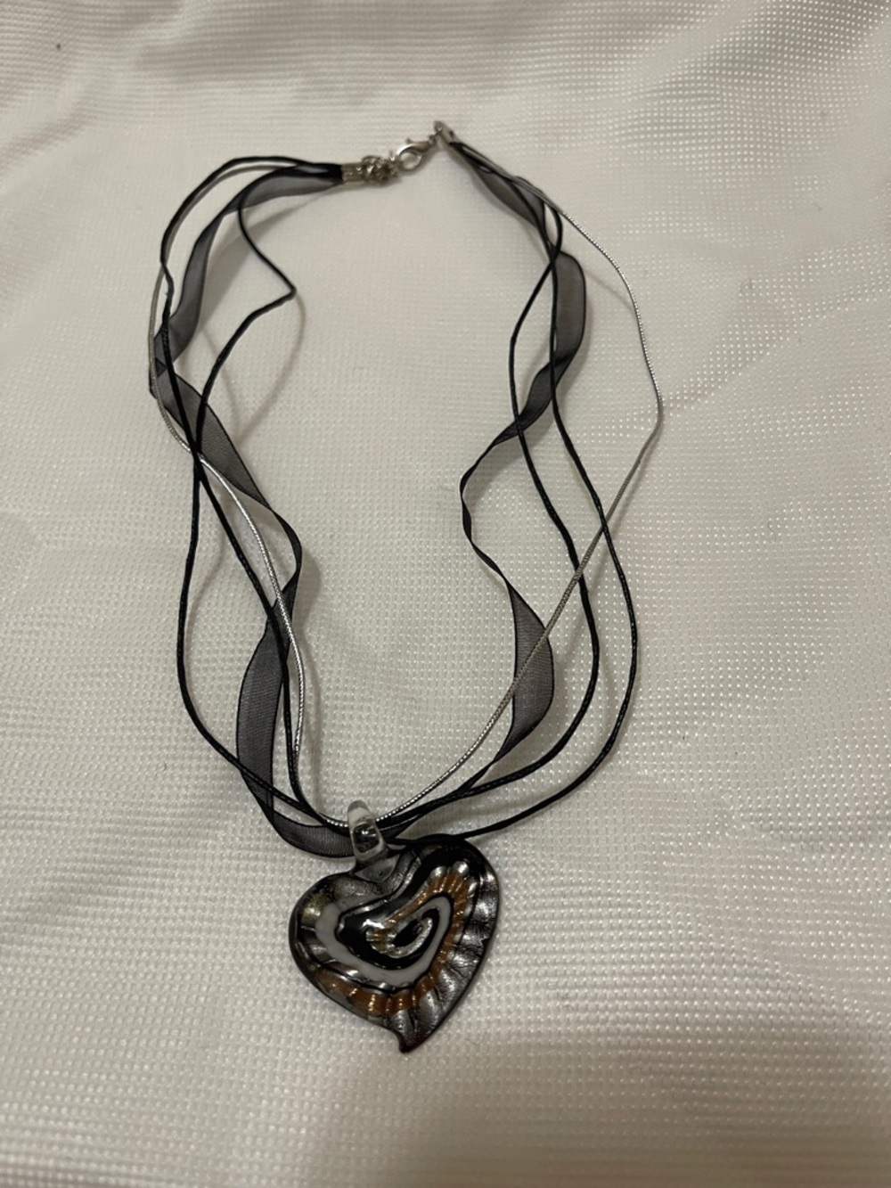 Black and silver heart necklace excellent condition
